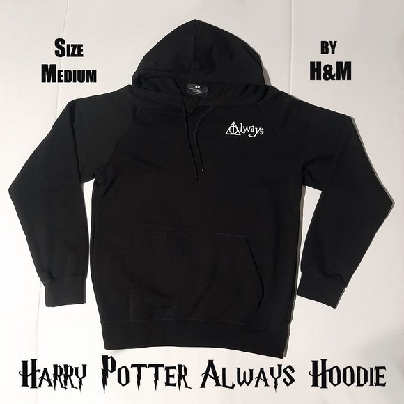 Harry Potter Always pullover Hoodie Black Mens unisex size medium by H&M NWT - Picture 10 of 10